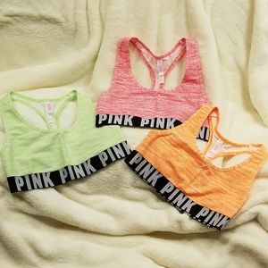 Victoria's Secret PINK Cotton Logo Sports Bras LOT
